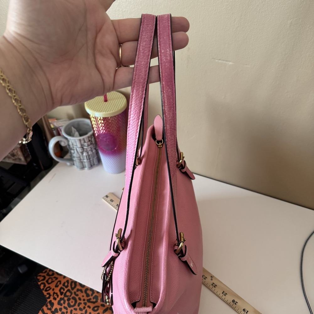 Coach Bubblegum Pink Pebbled Leather Taylor Shoulder Tote Bag Purse CC395 Cute - Picture 3 of 12